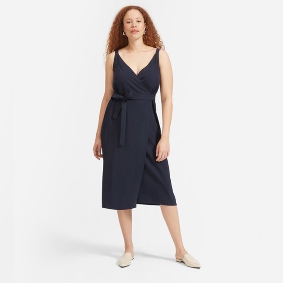 Everlane || japanese GoWeave Tank Wrap Dress Navy Blue 0 - Picture 1 of 7